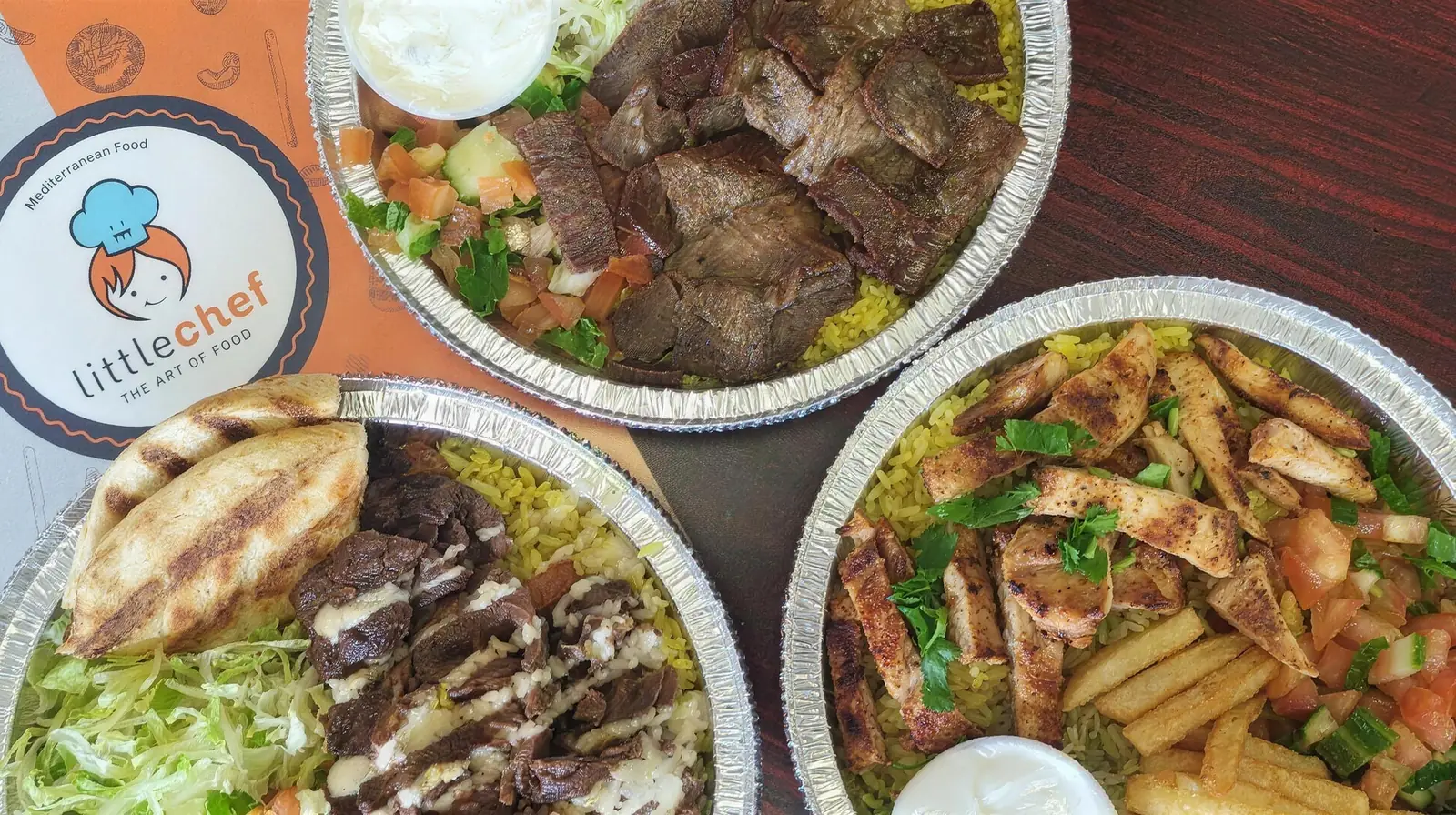 Little Chef catering spread with three platters